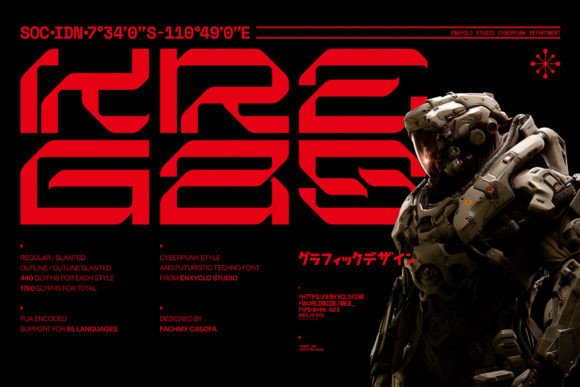 Kregas: A Cyberpunk Futuristic Display Font for Bold Brand Identities